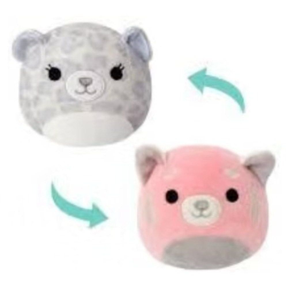 Squishmallows Flip-A-Mallows 8" Dohna Grey Leopard Mischa Pink Pink Panda Plush